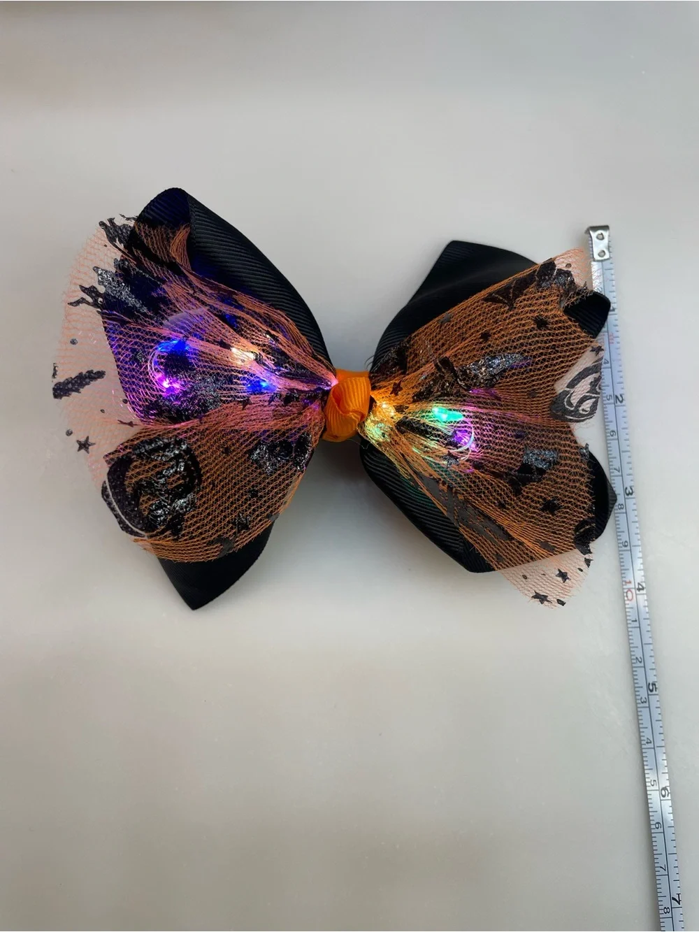 Halloween Light Up Kids Black Hair Bow